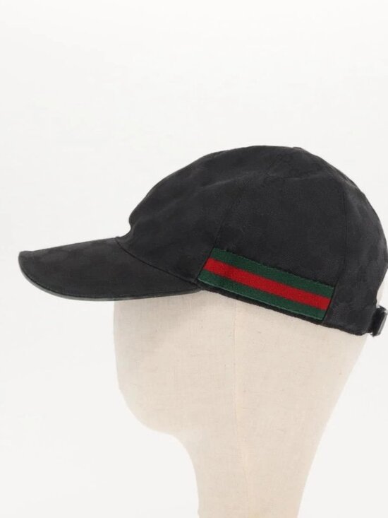 GUCCI GG Canvas Web Sherry Line Cap Black Red Green 200035 Auth 163480 main image 13